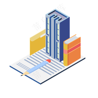 写字楼2.5d立体免抠素材