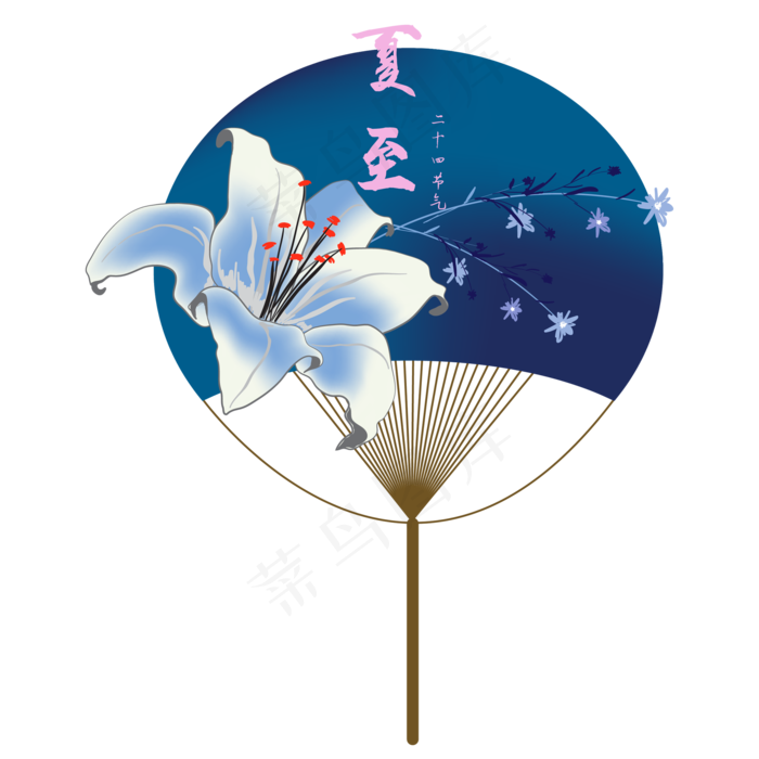夏至中国风扇子花朵装饰(4961X4961(DPI:300))ai矢量模版下载
