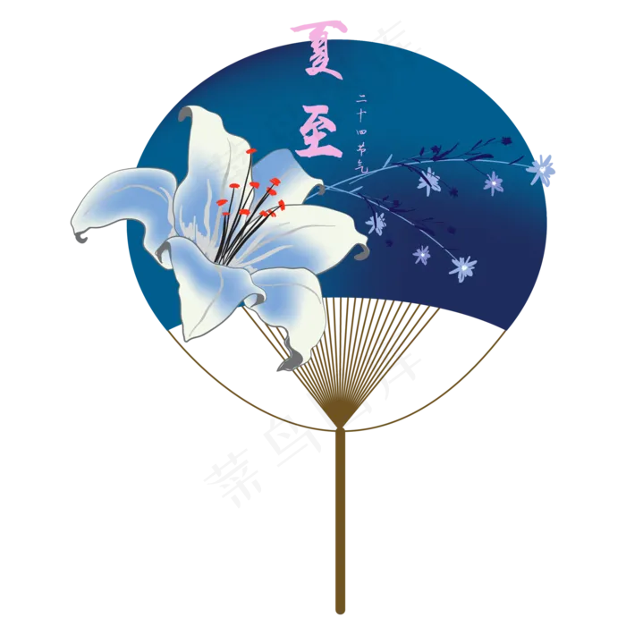 夏至中国风扇子花朵装饰(4961X4961(DPI:300))ai矢量模版下载