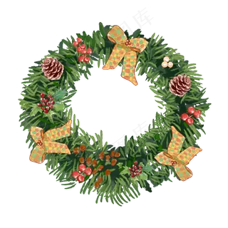 圣诞节彩圈水彩,免抠元素