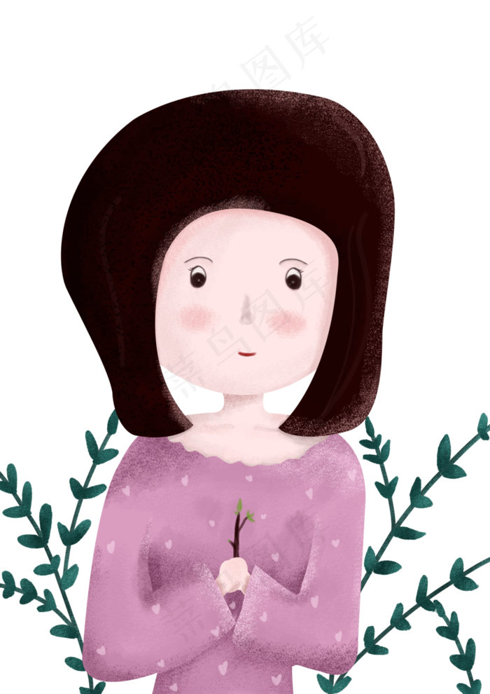 植树节可爱唯美小清新女孩PNG
