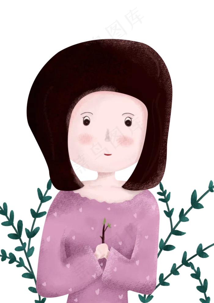 植树节可爱唯美小清新女孩PNG