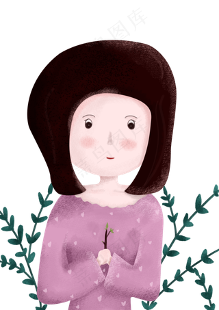 植树节可爱唯美小清新女孩PNG