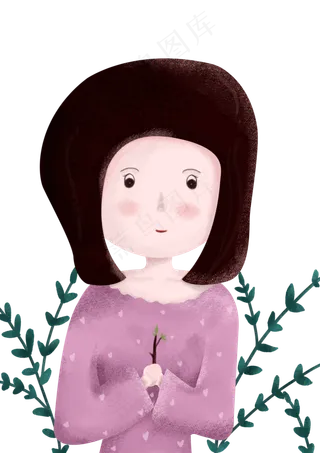 植树节可爱唯美小清新女孩PNG