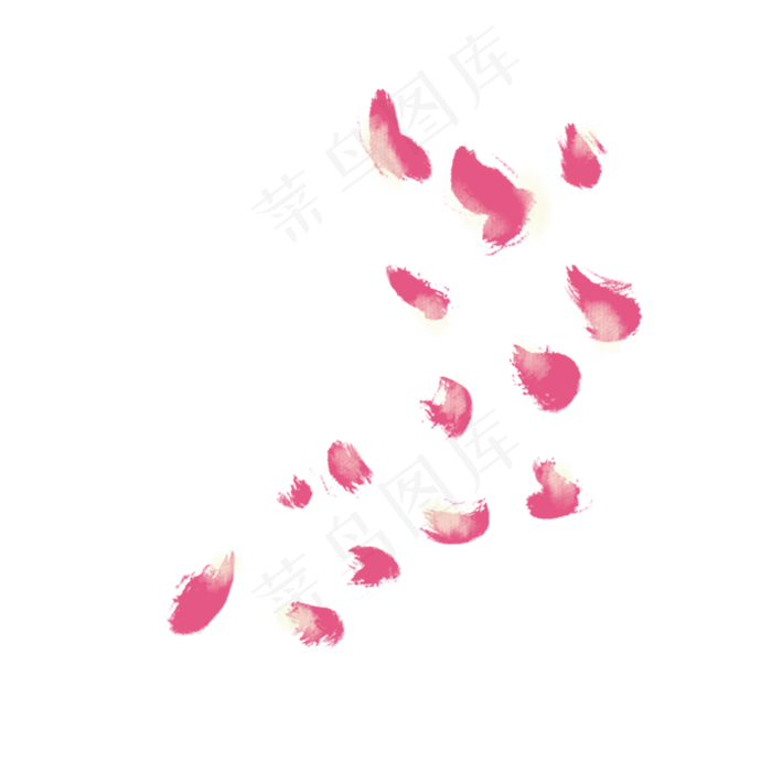 小清新治愈手绘飘舞月季花瓣,免抠元素(2000*2000px 300 dpi )psd模版下载