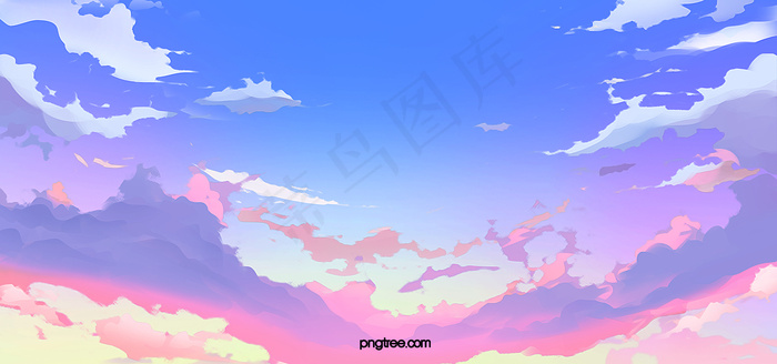 创意漫画手绘天空云彩(1920*900px 	       )psd模版下载