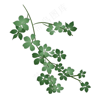 绿花创意藤蔓装饰免抠