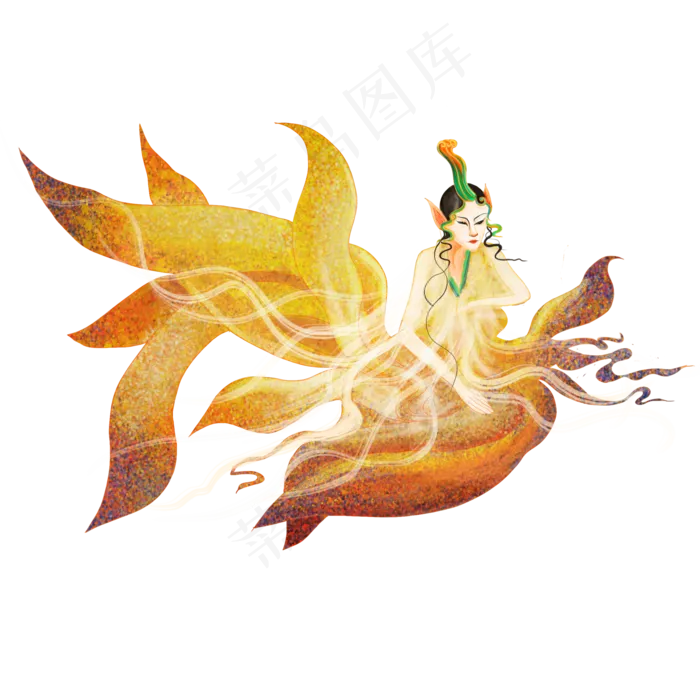 国潮风山海经九尾狐(2000X2000(DPI:300))psd模版下载