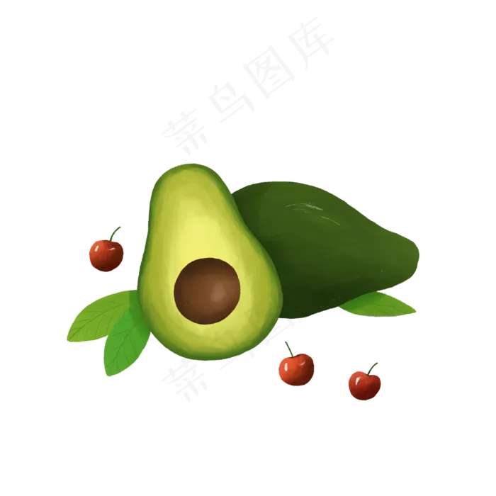 牛油果鳄梨水果夏日健康PNG沙拉(3000X3000(DPI:300))psd模版下载