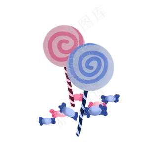 儿童节蓝色粉色可爱棒棒糖