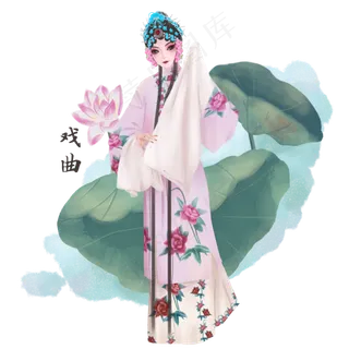 中国古典美人弹琵琶传统乐师