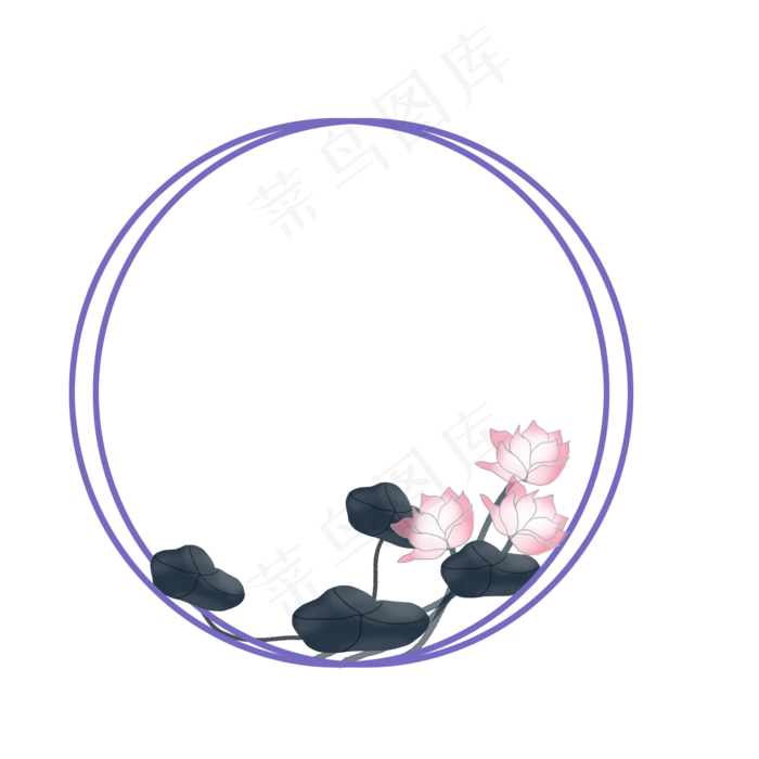 荷花边框png素材(2000X2000(DPI:300))psd模版下载