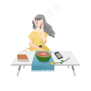 夏季听歌的女孩