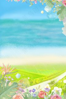 惊蛰绿色草地花草psd分层banner