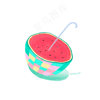夏日水果手绘西瓜,免抠元素