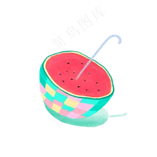 夏日水果手绘西瓜,免抠元素
