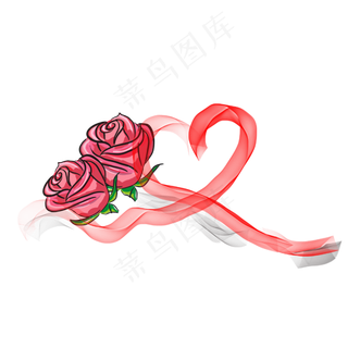 爱心丝带和玫瑰