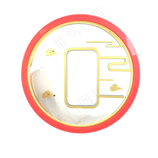 红色中国风圆形舞台,免抠元素