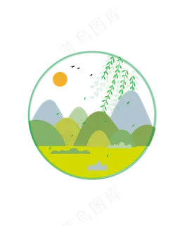 矢量卡通绿色春天,免抠元素