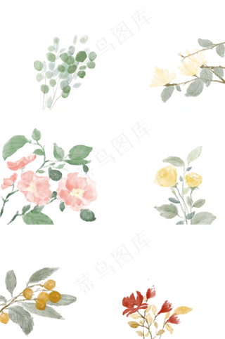 水墨植物水彩中国风