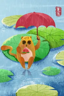 节气夏至唯美雨天