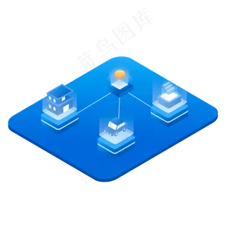 25d蓝色科技感商务金融贷款业务场,免抠元素