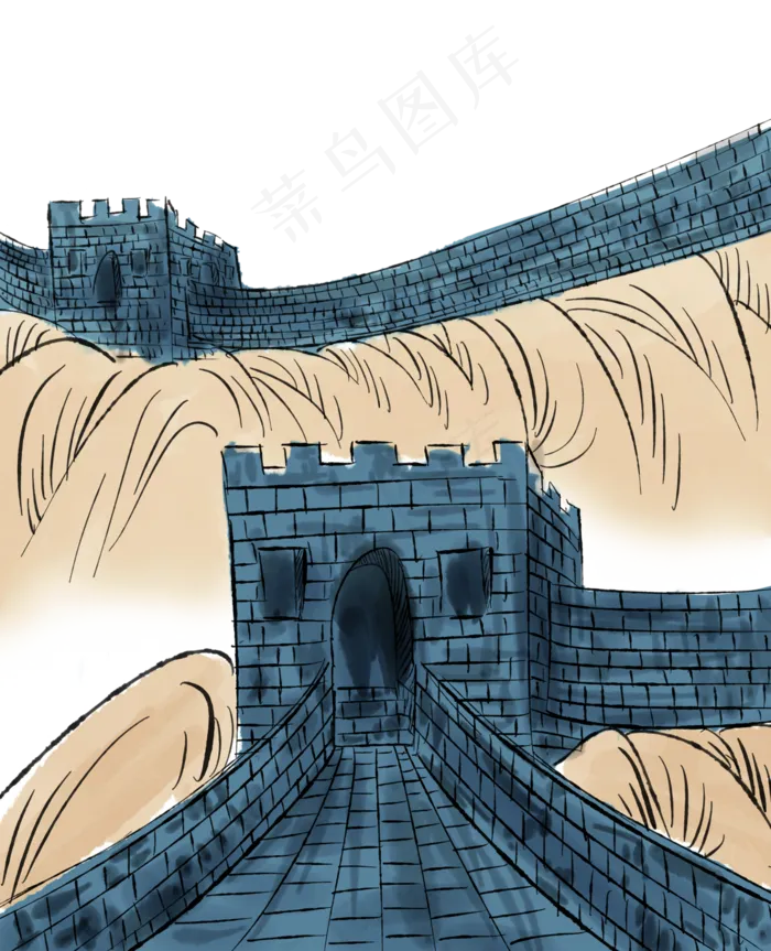 中国万里长城水墨国画写实(3000X3700(DPI:300))psd模版下载