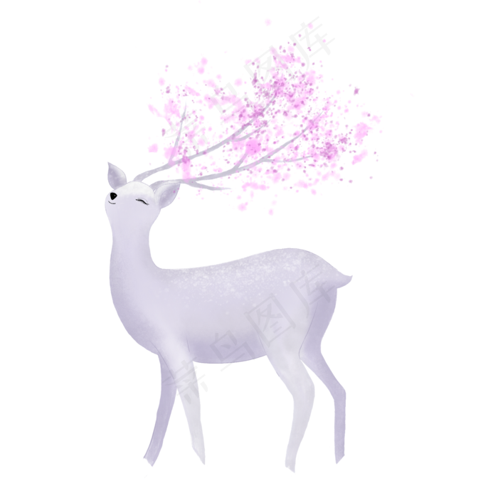 卡通白色的梅花鹿免抠图(2000X2000(DPI:300))psd模版下载