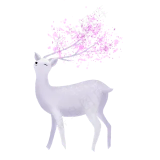 卡通白色的梅花鹿免抠图