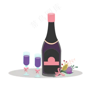 矢量手绘卡通红酒酒杯,免抠元素