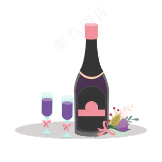 矢量手绘卡通红酒酒杯,免抠元素