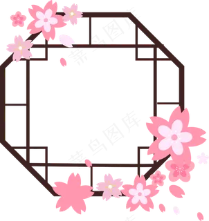 古风樱花窗框