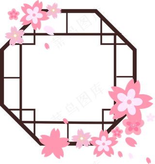 古风樱花窗框