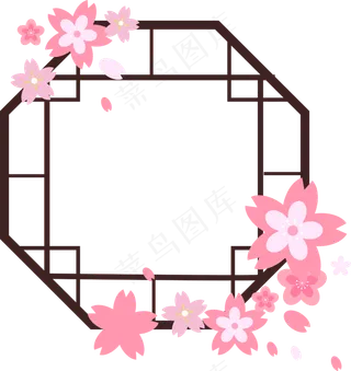 古风樱花窗框