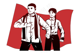 劳动节素描人物