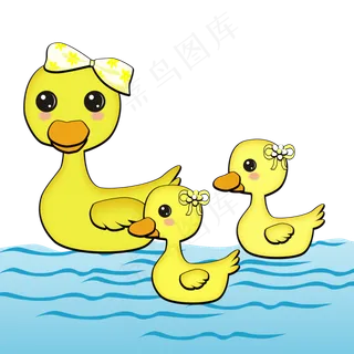 河水里的鸭子卡通png素材