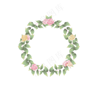 手绘小清新相框卡通玫瑰花花环