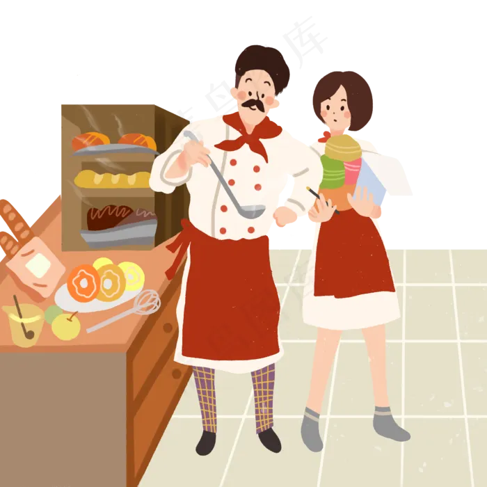在厨房做饭的男女(2477X2477(DPI:300))psd模版下载