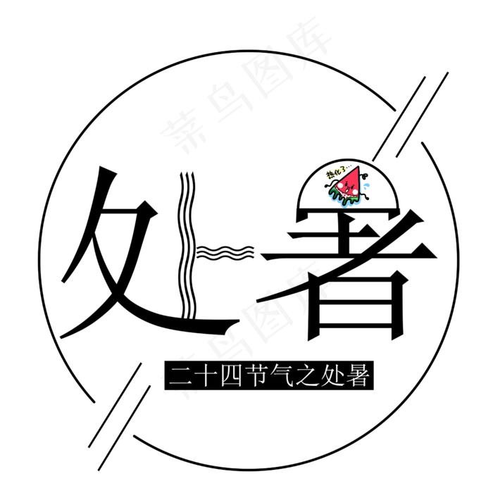 二十四节气处暑艺术字免抠图(2500X2500(DPI:300))psd模版下载