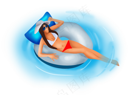暑假夏日大暑小暑游泳的女孩