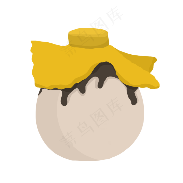 端午节米色酒坛插画,免抠元素