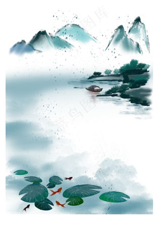 清明节水墨山水