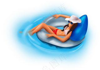 暑假夏日游泳的女孩