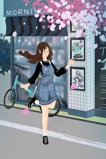 春天女孩樱花赏花