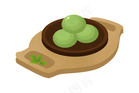 一盘清明青团食物