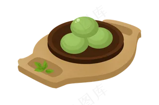 一盘清明青团食物