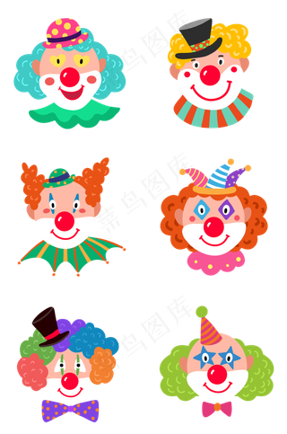 愚人节马戏团小丑组图PNG免抠