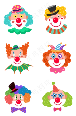 愚人节马戏团小丑组图PNG免抠