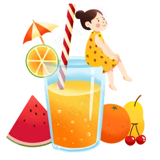 小暑女孩喝果汁