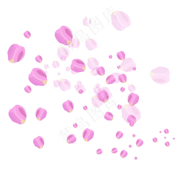 手绘植物漂浮的粉红花瓣,免抠元素